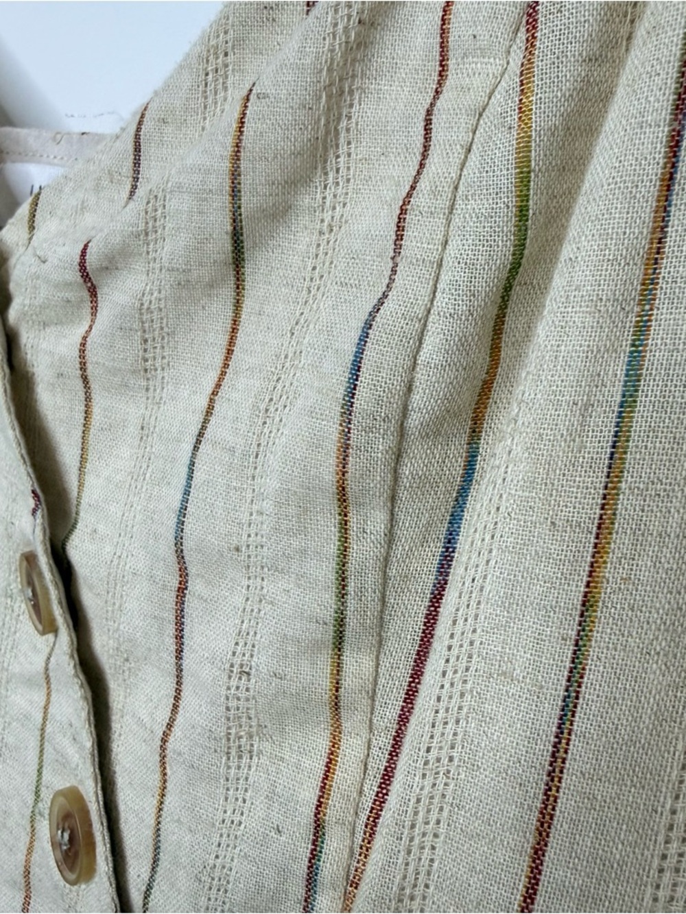Lucca Beige Striped Button-Front Linen cotton Dress size Small BNWT - Picture 5 of 13